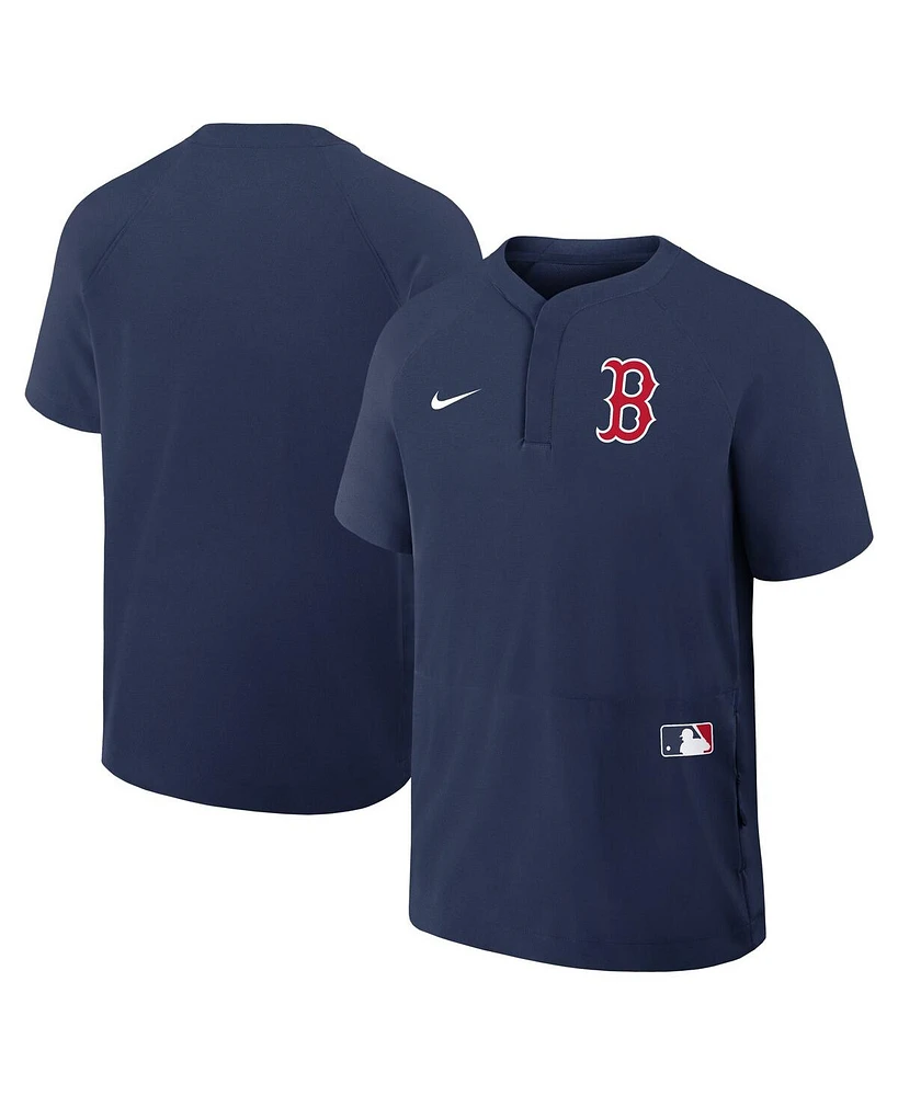 Nike Men's Navy Boston Red Sox Authentic Collection Raglan Short Sleeve Windshirt