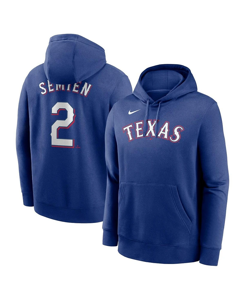 Nike Men's Marcus Semien Royal Texas Rangers Player Name Number Club Pullover Hoodie