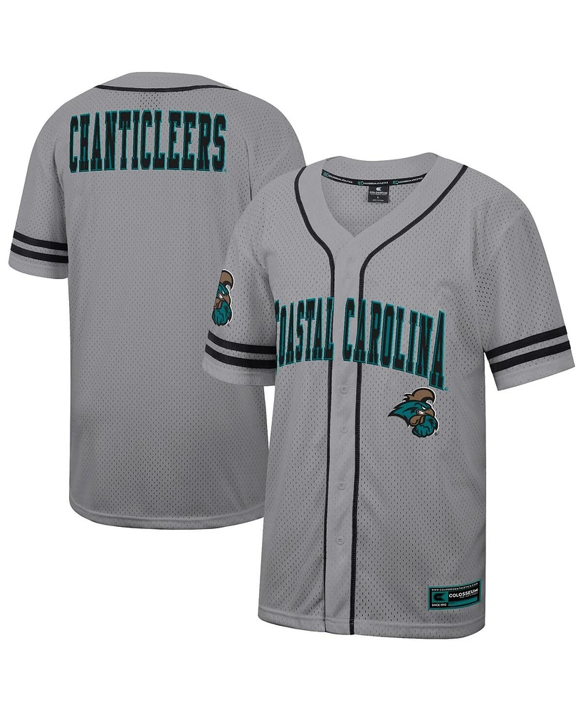 Colosseum Men's Gray Coastal Carolina Chanticleers Free Spirited Baseball Jersey
