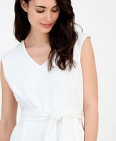 Ak Anne Klein Petite V-Neck Extended-Shoulder Cropped Jumpsuit
