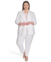 Calvin Klein Plus Notched Collar Ruched-Sleeve Blazer