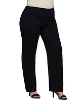 24seven Comfort Apparel Plus Comfortable Stretch High Waist Pants
