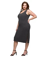 24seven Comfort Apparel Plus Fitted Sleeveless Side Slit Midi Dress