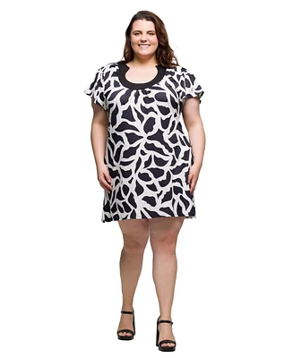 24seven Comfort Apparel Plus Short Sleeve Scoop Neck Mini Dress