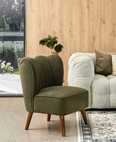 Glitzhome 32.75" Modern Hunter Upholstered Vertical Ripple Channel Tufted Accent Chair
