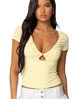 Edikted Women's Burkley Keyhole Gathered Top