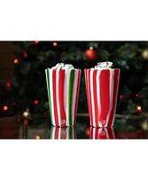 Pint Glasses: pk - (2) Peppermint & (2) Poinsettia