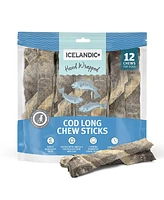 Cod Skin Hand Wrapped Dog Chew Stick: Long 10" - 12 pk