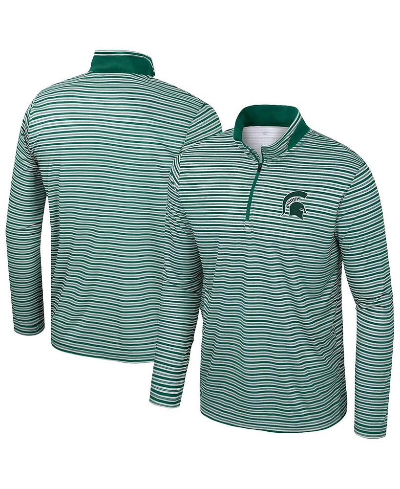 Colosseum Men's Green Michigan State Spartans Striped Quarter-Zip Top