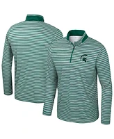 Colosseum Men's Green Michigan State Spartans Striped Quarter-Zip Top