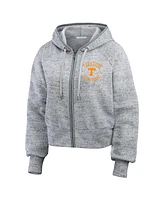 Wear by Erin Andrews Women's Heather Gray Tennessee Volunteers Speckle Double-Hit Raglan Full-Zip Hoodie