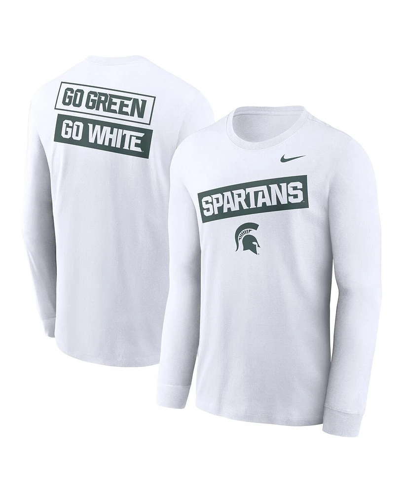 Nike Men's White Michigan State Spartans Two-Hit Classic Location Long Sleeve T-Shirt