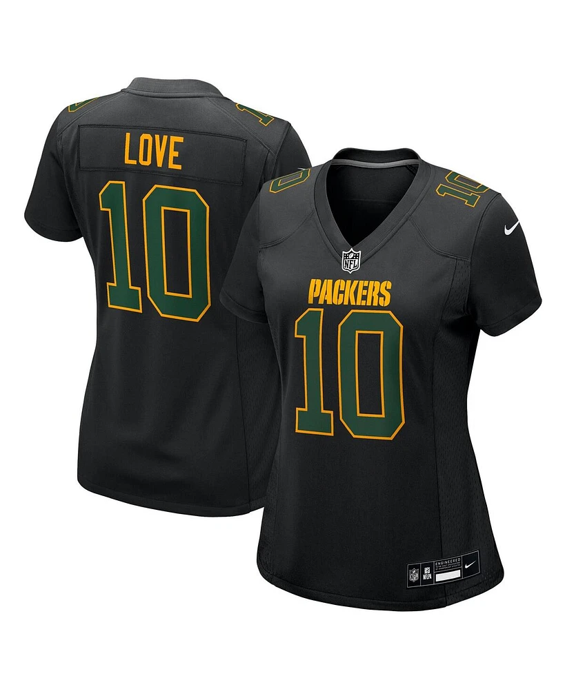 Nike Women's Jordan Love Black Green Bay Packers Fashion Game Jersey