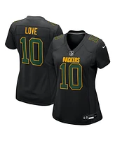 Nike Women's Jordan Love Black Green Bay Packers Fashion Game Jersey