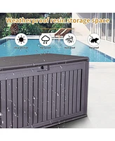 Mondawe 100 Gallon Resin Outdoor Deck Box Waterproof, Plastic Patio Storage Box with Side Handles