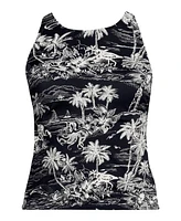 Lands' End Women's Long Tugless High Neck Strappy Back Tankini Swimsuit Top
