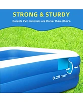 Inflatable Swimming Pool Kids Adults Blow up Pool Family Backyard 120" x 72" x 22" Blue