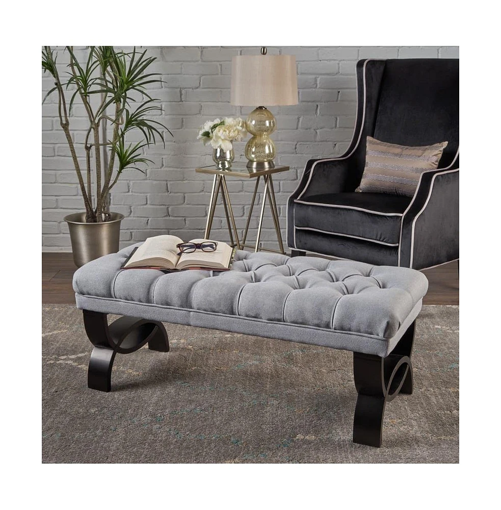 Tufted Ottoman Bench with Diamond Stitching and Elegant Half-Circle Legs for Classic Modern Interiors-The Pop Home
