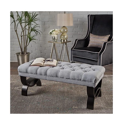 Tufted Ottoman Bench with Diamond Stitching and Elegant Half-Circle Legs for Classic Modern Interiors-The Pop Home
