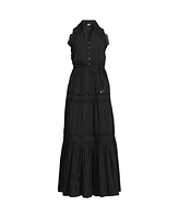 Lands' End Women's Cotton Voile Halter Tiered Maxi Dress