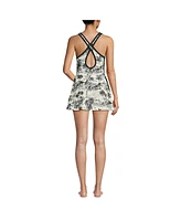 Lands' End Women's Tugless High Neck Swim Dress Swimsuit
