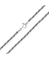 Bling Jewelry Bali Balinese Indonesian Black Oxidized .925 Sterling Silver Rope Twist Chain Necklace