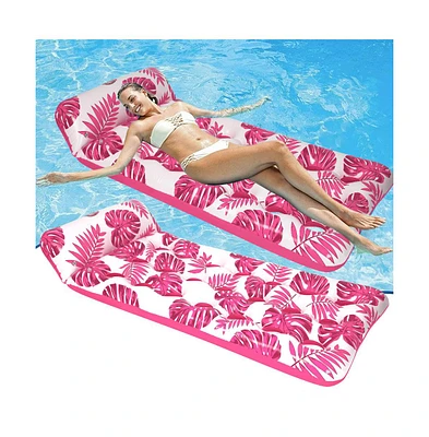 Inflatable Pool Floats Hammock with Headrest Floating Pool Lounge Chair 73 x 34in for Adults