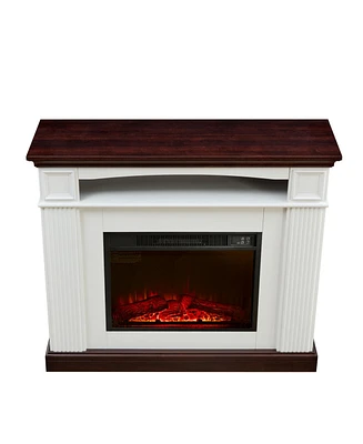 Freestanding Electric Fireplace with Mantel, Led Flame, 23" Firebox