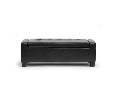 Baxton Studio Manchester Black Ottoman