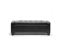 Baxton Studio Manchester Black Ottoman