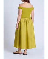 Eloquii Plus Boat Neck Mixed Fabric Dress