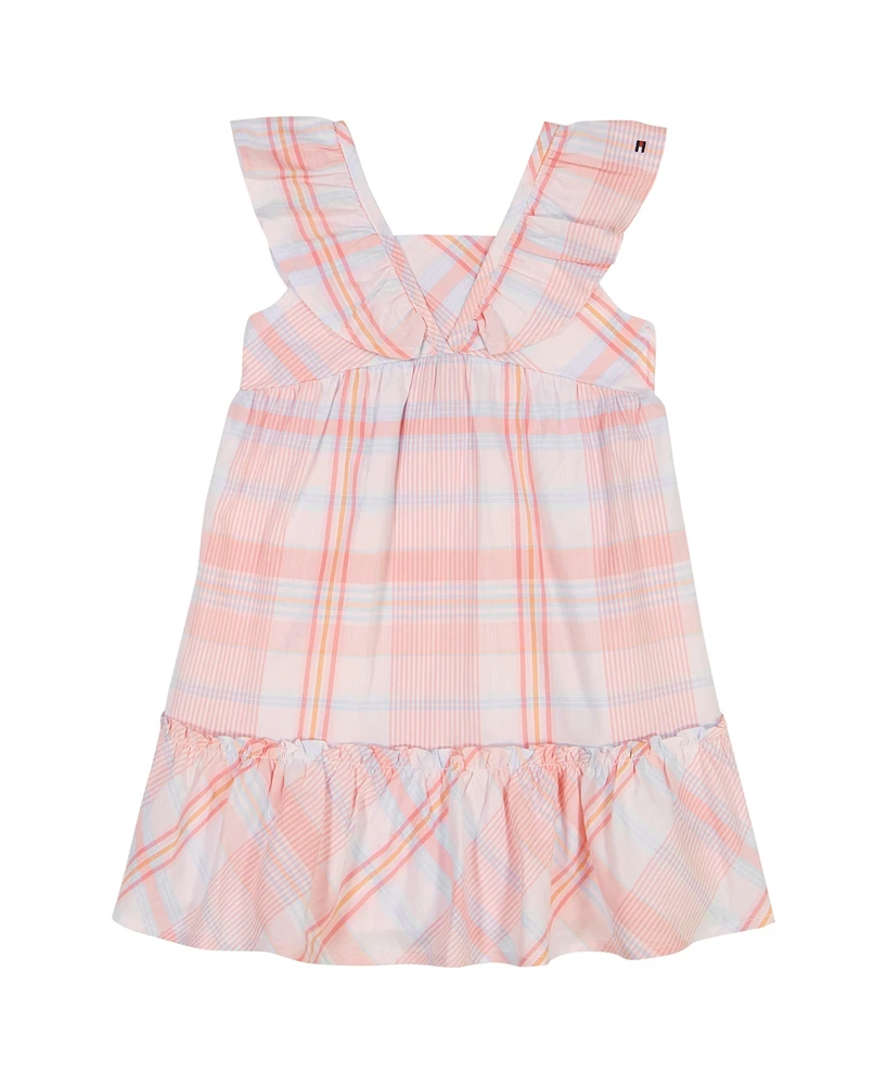 Tommy Hilfiger Toddler and Little Girls Madras Plaid Peasant Midi Dress