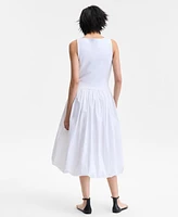 I.n.c. International Concepts Women's Mixed-Media Bubble-Hem Midi Dress, Exclusively at Macy's