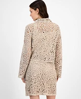 I.n.c. International Concepts Women's Collared Crochet Sweater Jacket, Exclusively at Macy's