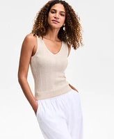 I.n.c. International Concepts Women's Ribbed Sleeveless V-Neck Tank, Exclusively at Macy's