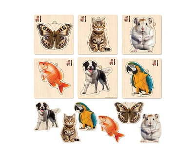 Quokka 6XSET Realistic Wooden Montessori Puzzles for Toddlers Ages 1-3