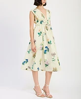 En Saison Women's Ashley Printed Cotton Midi Dress