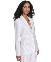 Calvin Klein Women's Pinstriped One-Button Blazer