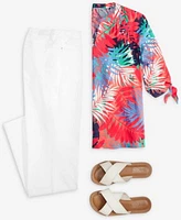 Jones New York Womens Printed Top Straight Leg Jeans