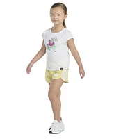 adidas Toddler and Little Girls 2-Piece Short Sleeve Graphic T-Shirt Mesh Set