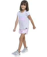 adidas Toddler and Little Girls 2-Piece Cap Sleeve Heather T-Shirt Woven Short Set