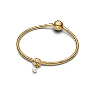 Pandora Treated Freshwater 14K Gold-Plated Dangle with Ribbon Charms