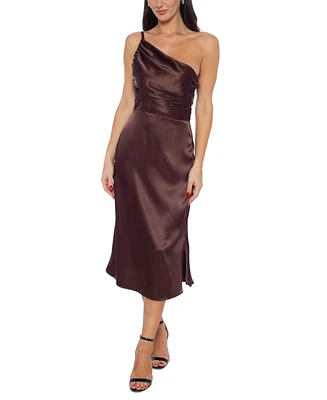Jump Women's Asymmetric-Neck One-Shoulder Satin Dress
