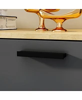 Tv stand with five storage cabinets, media console with adjustable shelves, entertainment center in grey and wood colours