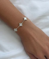 Adornia Silver White Mother of Pearl Flower Bracelet