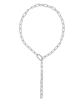 Adornia Silver Crystal Paper Clip Chain Lariat Necklace