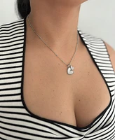 Adornia Tarnish Resistant Silver Mother of Pearl Heart Charms Necklace