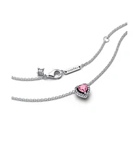 Pandora Sterling Silver Pink Elevated Heart Necklace