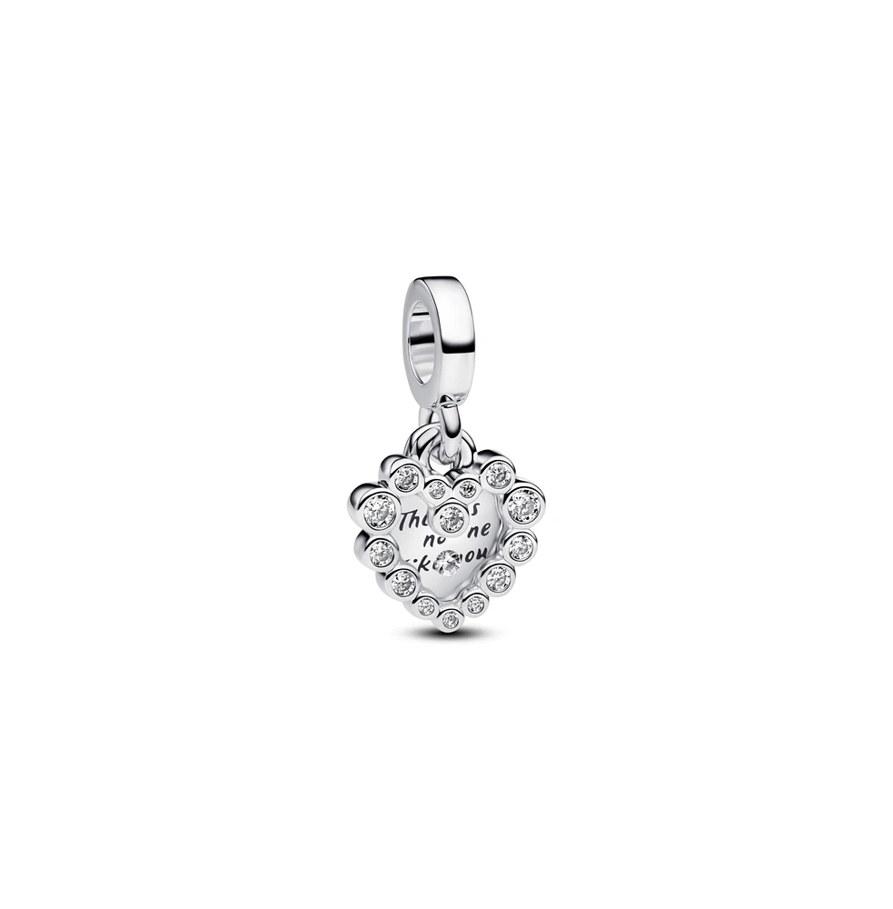 Pandora Sparkling Heart Double Dangle Sterling Silver Charms