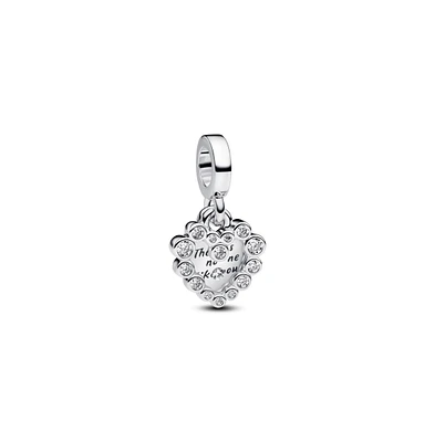 Pandora Sparkling Heart Double Dangle Sterling Silver Charms
